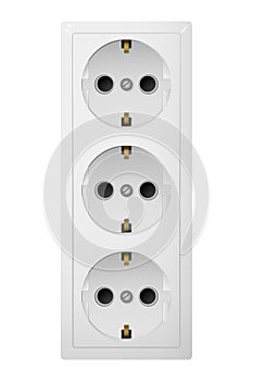 Triple electrical socket Type F. Receptacle from Europe.