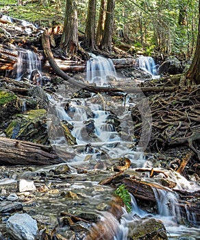 Triple falls at Bridal Falls in Chilliwack, British Columbia, Canada