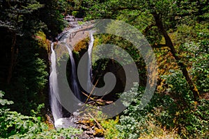 Triple Falls, located in Oregon`s Columbia River Gorge National Scenic Area