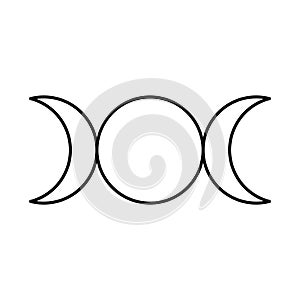 Triple goddess symbol, moon phases, Maiden, Mother and Crone. Mythology, wicca, witchcraft. Vector illustration