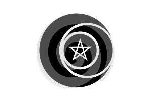 Triple Goddess Wiccan Symbol and Pentacle circle. Triple Moon Religious sign. Wicca logo Neopaganism icon tattoo. The Earth, sign