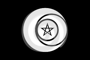 Triple Goddess Wiccan Symbol and Pentacle circle. Triple Moon Religious sign. Wicca logo Neopaganism white icon. The Earth