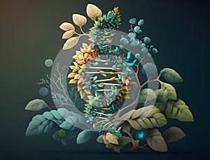 triple helix plants genetic dna, key for make bioactive compounds in a plants. Generated AI photo