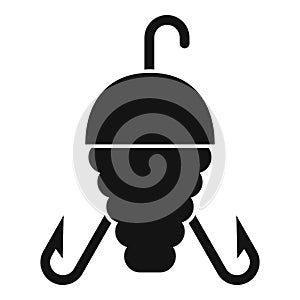 Triple hook bait icon simple vector. Sport camping