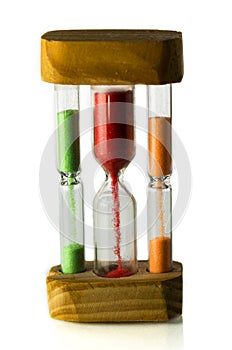 Triple hourglass on a white background