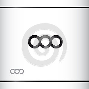 Triple infinity symbol. Logo design template. Black color. 3d effect. Watermark. Logo design template