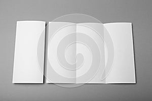 Triple paper brochure mockup. White folder template