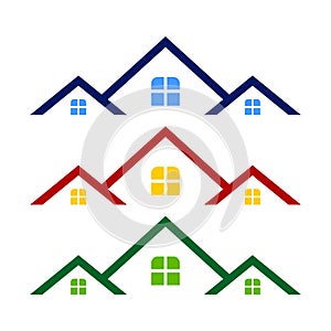 Triple Rooftop Real Estate Logo Symbol Design Template