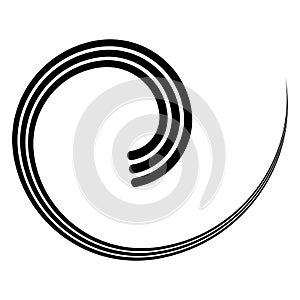 Triple round spiral logo template swirl curl, track stripes