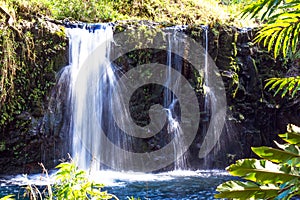 Triple waterfall found along the legendary road to Hana in Maui, Hawaii