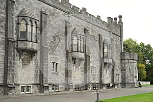 Triple window embrasures in castle courtyard wall