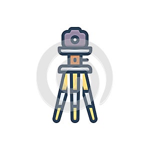 Color illustration icon for Tripod, camera and stand