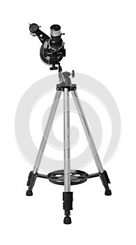 Tripod with modern telescope isolated on white