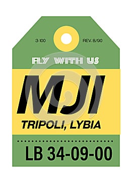 Tripoli airport luggage tag