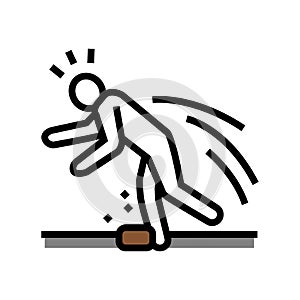 tripped fall man accident color icon vector illustration