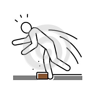 tripped fall man accident color icon vector illustration