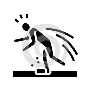 tripped fall man accident glyph icon vector illustration