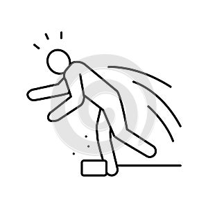 tripped fall man accident line icon vector illustration