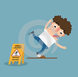 Tripping hazard caution sign.Danger of stumbling isolated illustration vector photo
