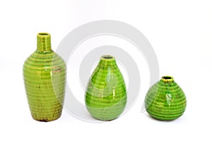 Tripple green vintage ceramic bottle