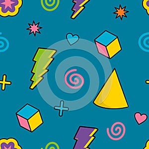 Trippy pattern figures. Cartoon vector geometric shapes for textiles and packaging in a psychedelic style.