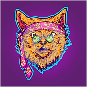 Trippy psychedelic funky hippie cat