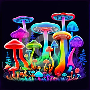 Trippy Rainbow Mushrooms