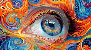 Trippy Vision: A Vibrant Psychedelic Eye