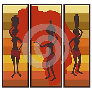 Triptych of african american woman photo