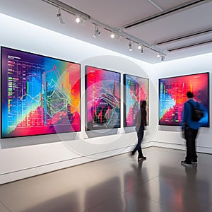 Triptych of Global Stock Exchanges: Abstract Visuals in Vibrant Colors