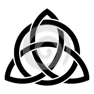 Triquetra in circle Trikvetr knot shape Trinity knot icon black color vector illustration flat style image photo