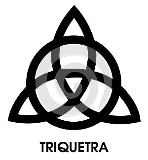 Triquetra in circle Trikvetr knot shape Trinity knot icon black color. Wiccan symbol for protection. Divination symbol