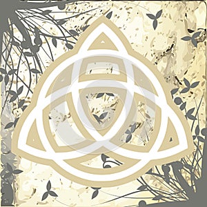 Triquetra on floral abstract background