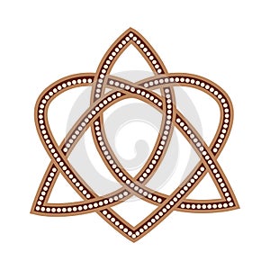 Triquetra Heart Celtic Endless Knot, a Slavic symbol embellished with Scandinavian patterns. Beige trendy