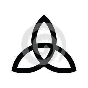 Triquetra sign icon. Leaf-like celtic symbol. Trinity or trefoil knot. Simple black vector illustration