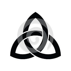 Triquetra sign icon. Leaf-like celtic symbol. Trinity or trefoil knot. Simple black vector illustration