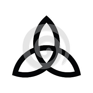 Triquetra sign icon. Leaf-like celtic symbol. Trinity or trefoil knot. Simple black vector illustration photo