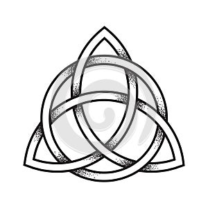 Triquetra or Trinity knot. Hand drawn dot work ancient