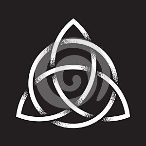 Triquetra or Trinity knot. Hand drawn dot work ancient pagan symbol of eternity and trinity isolated vector illustration