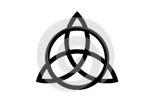 Triquetra, Trinity Knot, Wiccan symbol for protection. Vector Black Celtic trinity knot set isolated on white background.