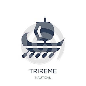 trireme icon. Trendy flat vector trireme icon on white background from Nautical collection