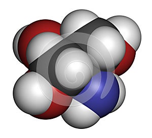 Tris buffering agent molecule. Also known as tromethamine. 3D rendering. Atoms are represented as spheres with conventional color. photo