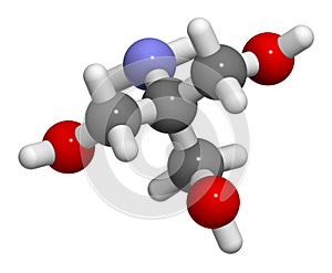 Tris buffering agent molecule. Also known as tromethamine. 3D rendering. photo