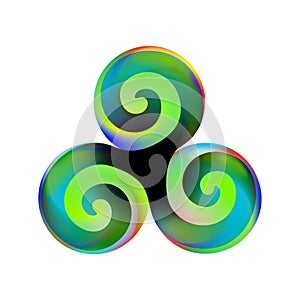 Triskele Green icon. Triskelion symbol isolated on white background. Vector illustration