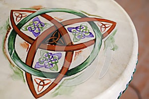 triskle - Celtic detail drawn on drum leather