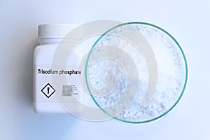 trisodium phosphate in bottle , chemical in the laboratory and industry