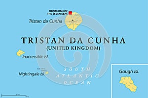 Tristan da Cunha, Inaccessible, Nightingale and Gough Island political map