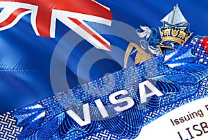 Tristan da Cunha visa stamp in passport with VISA text. Passport traveling abroad concept. Travel to Tristan da Cunha concept -