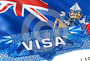 Tristan da Cunha Visa. Travel to Tristan da Cunha focusing on word VISA, 3D rendering. Tristan da Cunha immigrate concept with