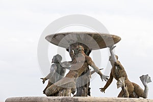 Triton Fountain in capital of Malta - Valletta, Europe